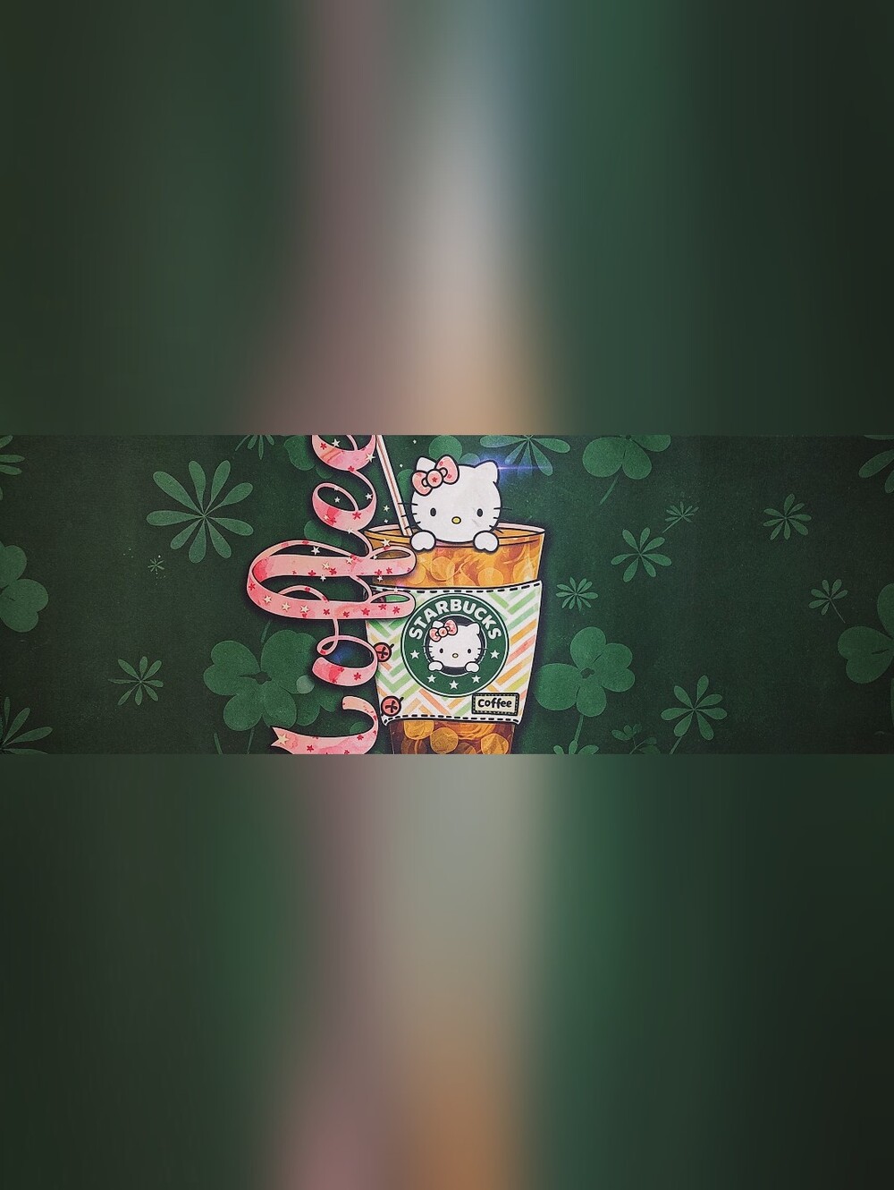 New! Hello Kitty x Starbucks Pink Green Computer Gaming Desk Mat 12"X36"